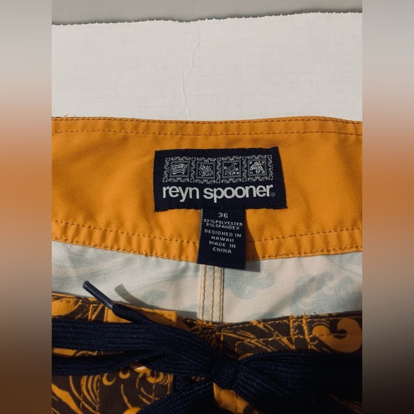 Reyn Spooner Swim Shorts Mens 36 Orange Wave Board Shorts 10" Trunks Beach Surf - Picture 3 of 11